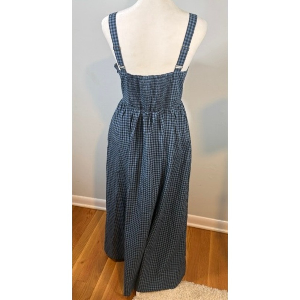 Marine Layer Demi Poplin Midi Dress Medium Blue Gingham Pima Cotton NWT - Picture 6 of 13